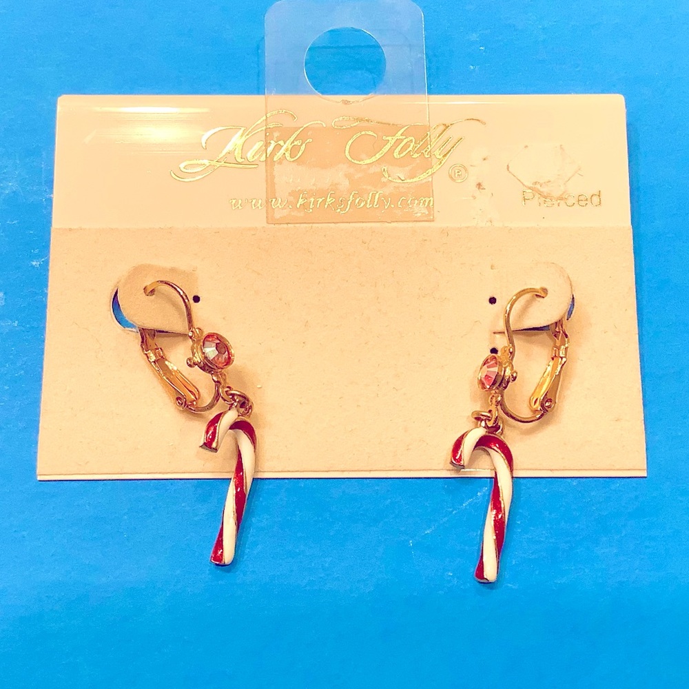 Kirks Folly Candy Cane Earrings — For Pierced Ears, NWOT